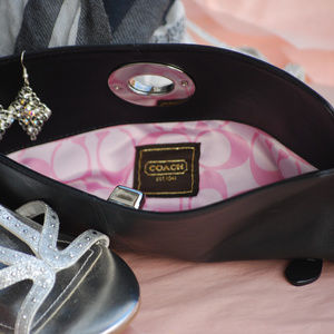 NWT Retired Coach Madeline Black Leather Foldover